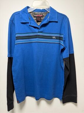 Tony Hawk Blue Polo with Black Layered Sleeves